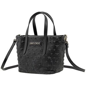 JIMMY CHOO black Star embossed mini Leather 2 way Tote